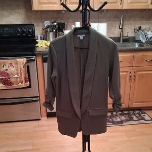 Bar III Olive Green Open-Front Shawl Blazer